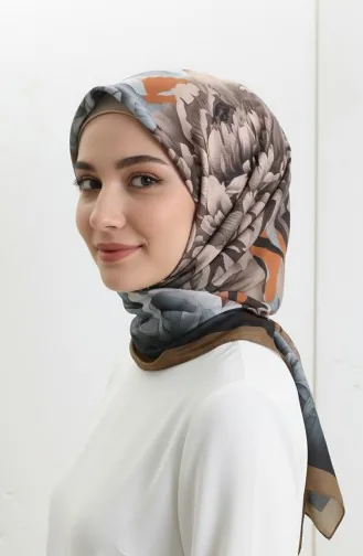 Floral Patterned Scarf 1014-01 Brown 1014-01