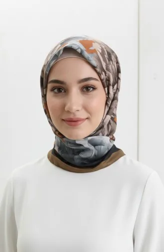 Floral Patterned Scarf 1014-01 Brown 1014-01