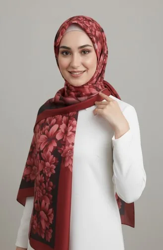Sjaal Met Bloemenpatroon 1014-04 Koraal 1014-04