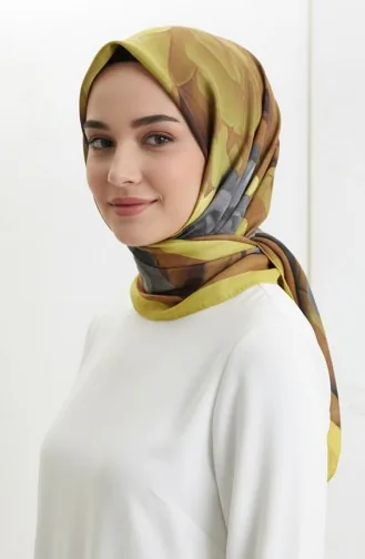 Écharpe à Motif Floral 1015-03 Moutarde 1015-03