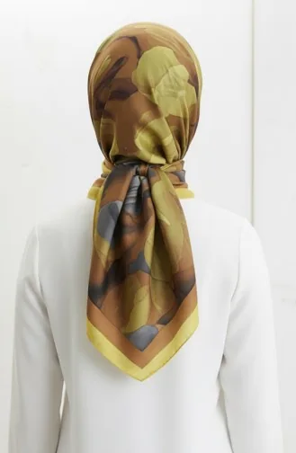 Écharpe à Motif Floral 1015-03 Moutarde 1015-03