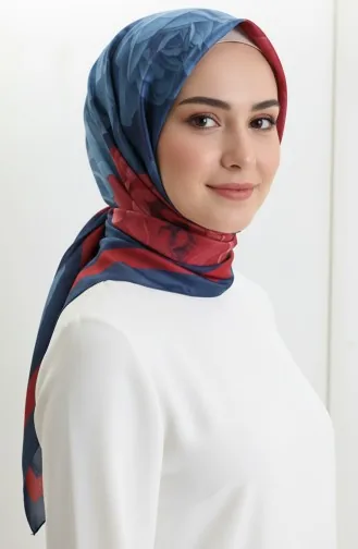 وشاح بنقشة زهور 1015-04 أزرق داكن 1015-04