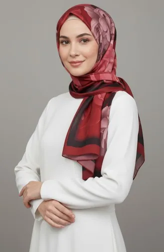 وشاح بنقشة زهور 1015-06 بورغندي 1015-06