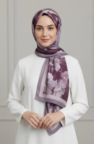 Floral Patterned Scarf 1015-07 Purple 1015-07
