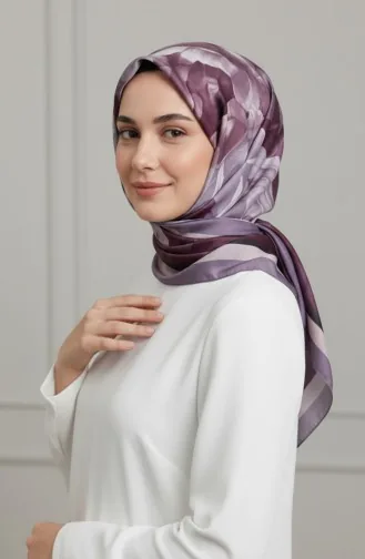 Floral Patterned Scarf 1015-07 Purple 1015-07