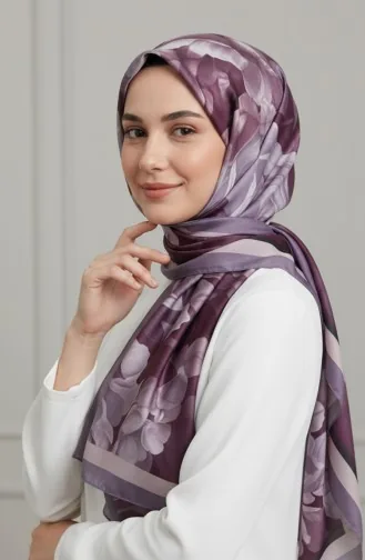 Floral Patterned Scarf 1015-07 Purple 1015-07