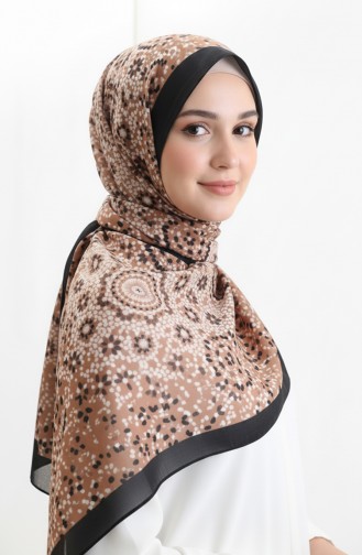 Gestreepte Zachte Sjaal 70297-11 Zwart Karamel 70297-11