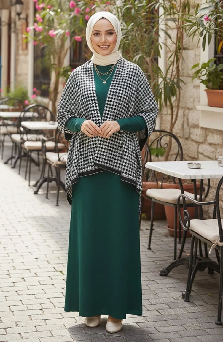 شال كتف 1062-01 أسود وأبيض 1062-01