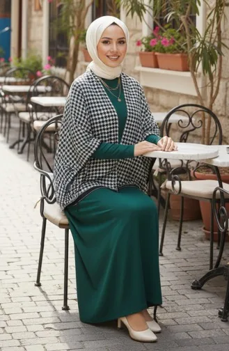 شال كتف 1062-01 أسود وأبيض 1062-01