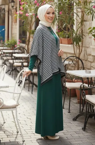 شال كتف 1062-01 أسود وأبيض 1062-01