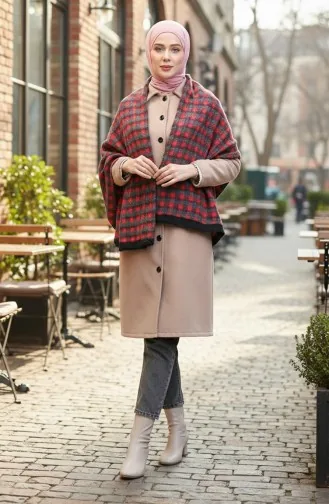 Omuz Şal 1064-01 Siyah Kırmızı