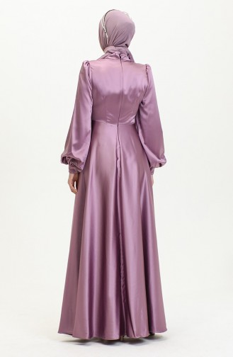 Robe De Soirée Coupe Coupée En Satin 52895-04 Rose Poudré 52895-04