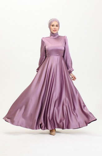 Robe De Soirée Coupe Coupée En Satin 52895-04 Rose Poudré 52895-04