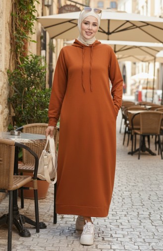 Zweifädiges Sportkleid Mit Kapuze 0190-17 Hellbraun 0190-17