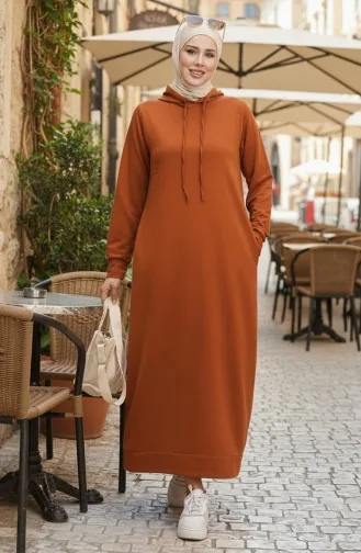 Zweifädiges Sportkleid Mit Kapuze 0190-17 Hellbraun 0190-17