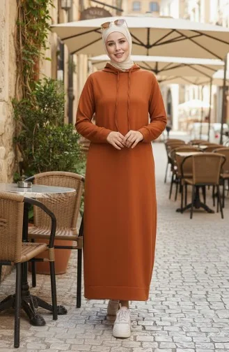 Zweifädiges Sportkleid Mit Kapuze 0190-17 Hellbraun 0190-17