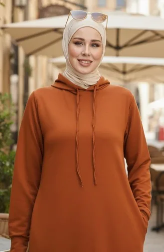 Zweifädiges Sportkleid Mit Kapuze 0190-17 Hellbraun 0190-17