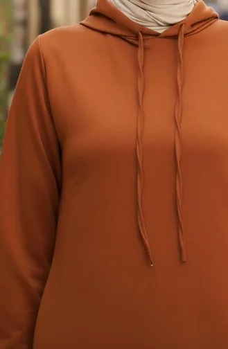 Zweifädiges Sportkleid Mit Kapuze 0190-17 Hellbraun 0190-17