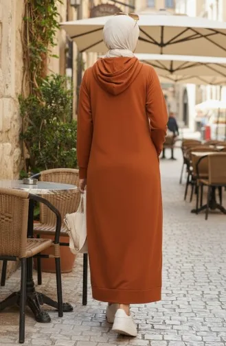Zweifädiges Sportkleid Mit Kapuze 0190-17 Hellbraun 0190-17