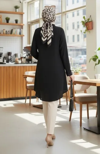 Tunique Boutonnée En Viscose 6116-10 Noir 6116-10