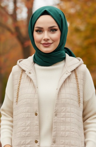 Hooded Button-Down Quilted Vest 51340A-01 Beige 51340A-01