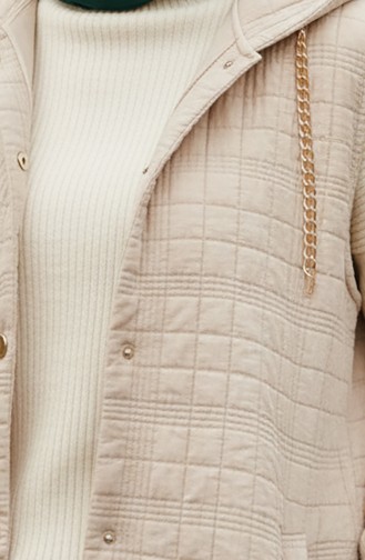 Hooded Button-Down Quilted Vest 51340A-01 Beige 51340A-01
