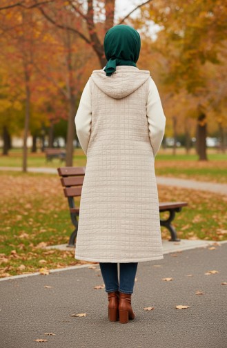 Hooded Button-Down Quilted Vest 51340A-01 Beige 51340A-01
