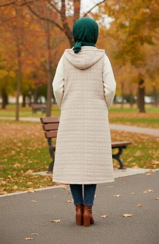 Gewatteerd Vest Met Capuchon En Knoopsluiting 51340A-01 Beige 51340A-01