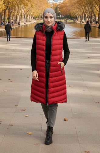 Gewatteerd Vest Met Capuchon En Rits 70030-01 Claret Red 70030-01