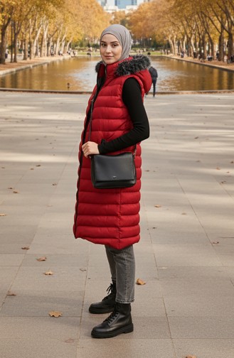 Gewatteerd Vest Met Capuchon En Rits 70030-01 Claret Red 70030-01