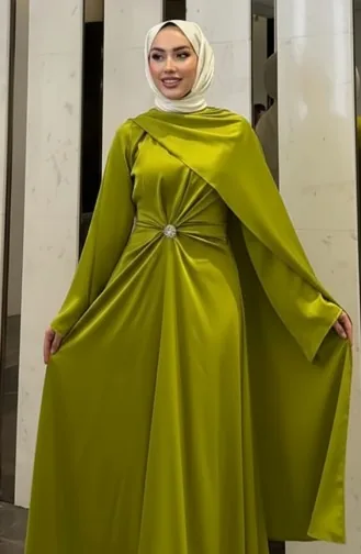 Cape Satijnen Avondjurk 4664-01 Oliegroen 4664-01