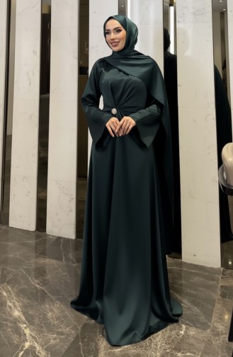 Abendkleid Aus Satin Mit Cape 4664-06 Khaki 4664-06