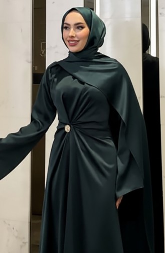 Abendkleid Aus Satin Mit Cape 4664-06 Khaki 4664-06