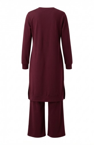 طقم رياضي بفتحة جانبية 3083-01 لون برقوقي 3083-01