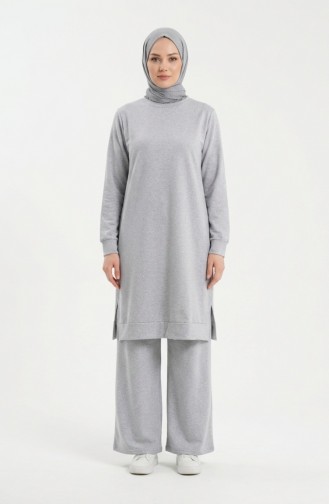 طقم رياضي بفتحة جانبية 3083-03 رمادي 3083-03