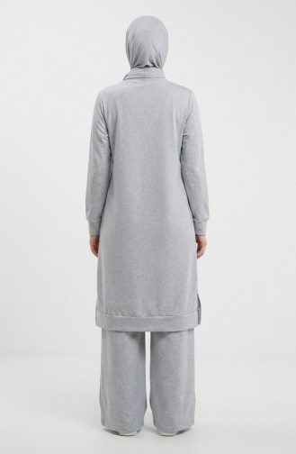طقم رياضي بفتحة جانبية 3083-03 رمادي 3083-03
