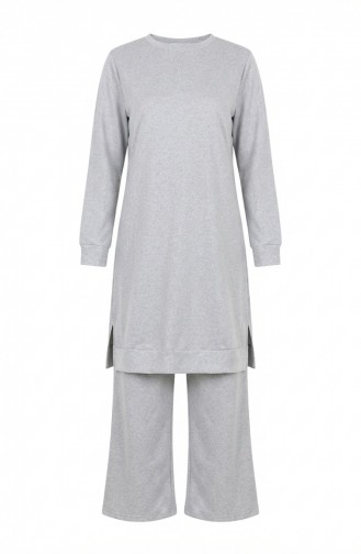 طقم رياضي بفتحة جانبية 3083-03 رمادي 3083-03