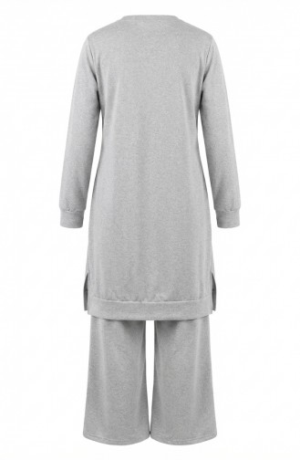 طقم رياضي بفتحة جانبية 3083-03 رمادي 3083-03