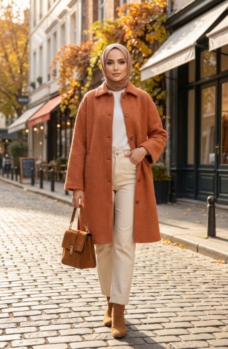 Full-Length Buttoned Winter Coat 2220-01 Orange 2220-01