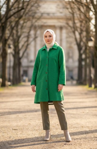 Langer Geknöpfter Wintermantel 2220-02 Grün 2220-02