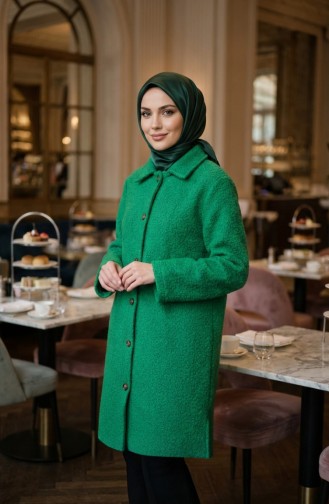 Langer Geknöpfter Wintermantel 2220-02 Grün 2220-02