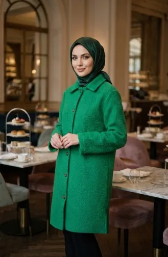 Full-Length Buttoned Winter Coat 2220-02 Green 2220-02