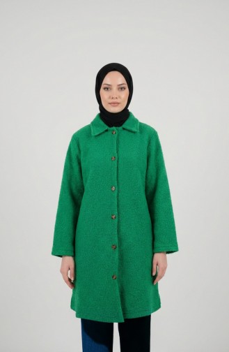 Langer Geknöpfter Wintermantel 2220-02 Grün 2220-02