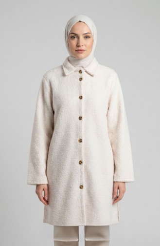 Langer Geknöpfter Wintermantel 2220-03 Creme 2220-03