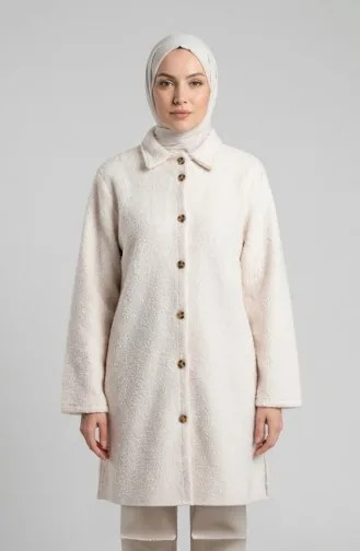 Full-Length Buttoned Winter Coat 2220-03 Cream 2220-03