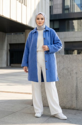 Langer Geknöpfter Wintermantel 2220-04 Indigo 2220-04