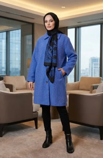 Full-Length Buttoned Winter Coat 2220-04 Indigo 2220-04