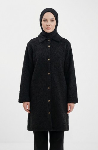Langer Geknöpfter Wintermantel 2220-06 Schwarz 2220-06