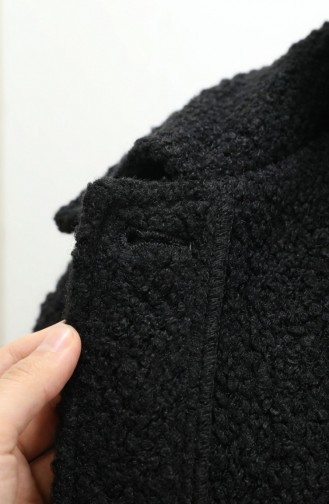 Langer Geknöpfter Wintermantel 2220-06 Schwarz 2220-06