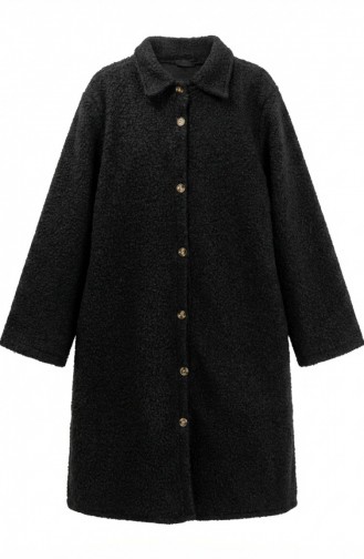Langer Geknöpfter Wintermantel 2220-06 Schwarz 2220-06